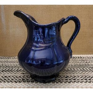 Blue handpainted pitcher